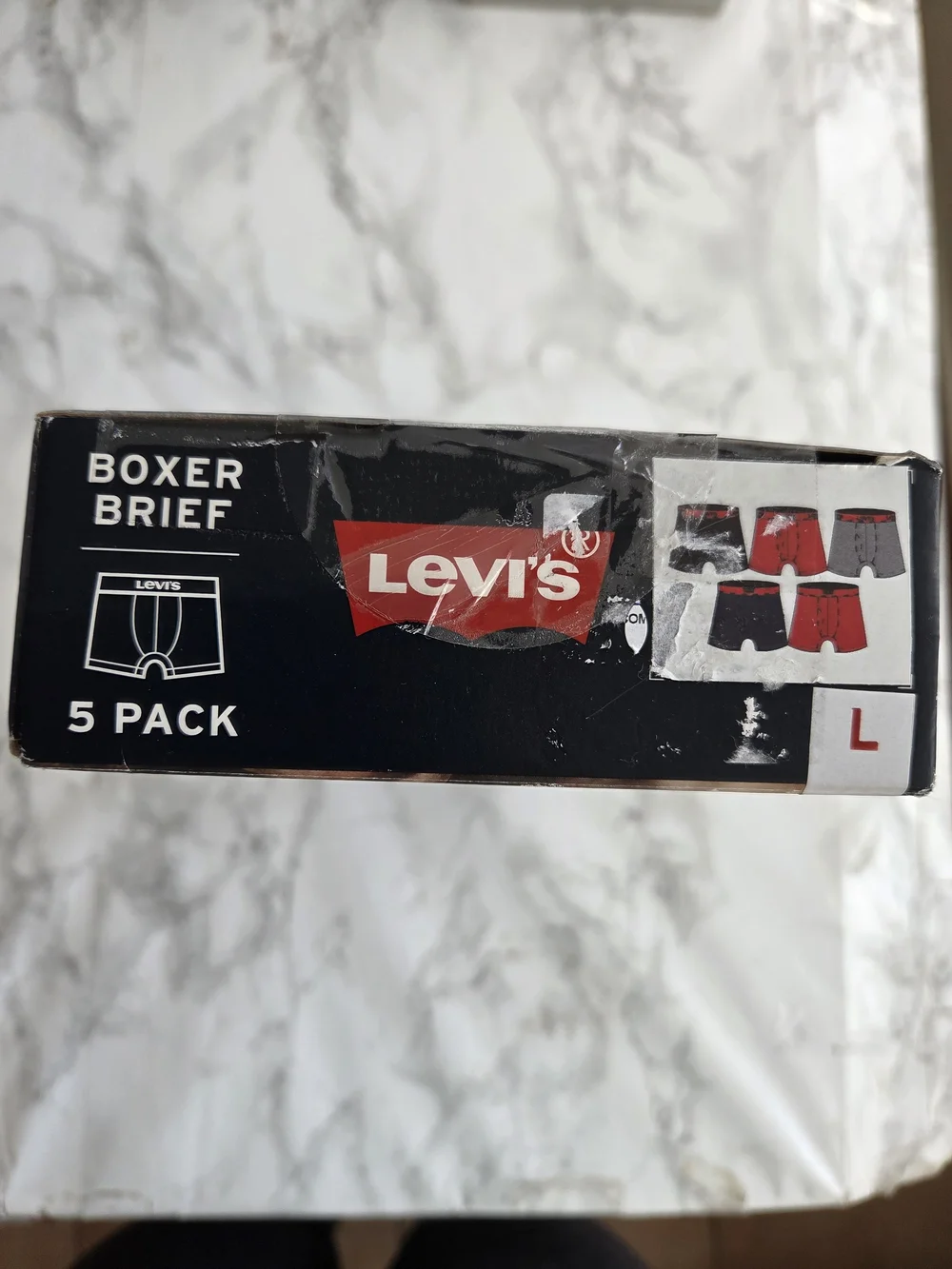 Levi's Men’s 5-Pack Cotton Boxer Briefs - Black & Red Accent L